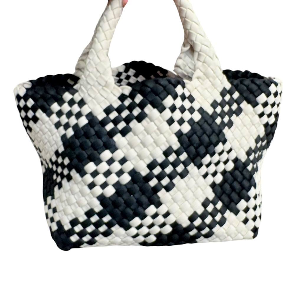 Naghedi woven white and black tote bag